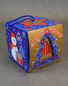 Коробка новогодняя картон Новогодний кубик 0,8кг/П/