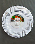 100 Тарелка пластиковая  диаметр 230мм Серебрянная волна 12шт